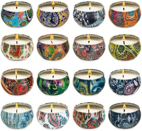 Wfmolcand 16 Set Friends,2.5 OZ. Scented Candles Gift,Natural Soy Wax Aromatherapy Candles,Small Portable Tin Candles