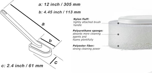 Long Handle Sponge Brush Toilet Brushes Sponge Scouring Pads for Dishwashing Kitchen Toilet Bathroom Wash Cleaning Tool Accessory (Long-Handled Brush) by lightstar