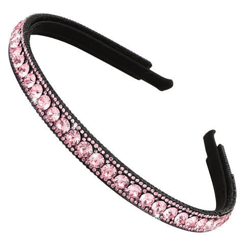 Wecoe Pink Rhinestone Headband, Non Slip Fashion Bling Hair Band for Women Girls, Holiday Accessories