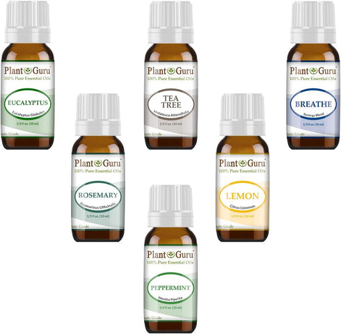 Respiratory Essential Oil Set 6-10 ml Pack Variety Kit 100% Pure Therapeutic Grade for Sinus, Aromatherapy Humidifier Diffuser.