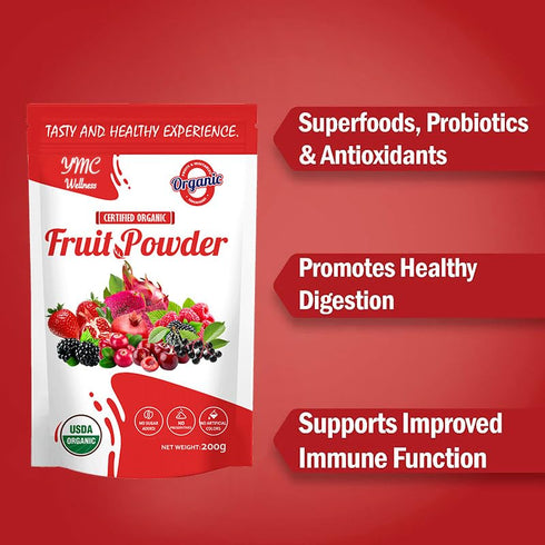 Organic Superfood Fruit Powder Smoothie & Juice Mix - Nutrient-Rich Antioxidants for Digestive Health, Weight