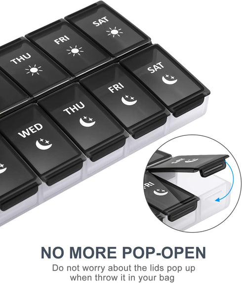 XL Weekly Pill Organizer, Fullicon Extra Large Daily Pill Box for Twice a Day Vitamin/Fish Oil/Supplements