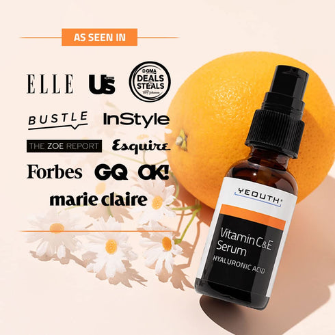 YEOUTH Vitamin C Face Serum 1oz with Hyaluronic Acid, Hydrating for Dull Spots