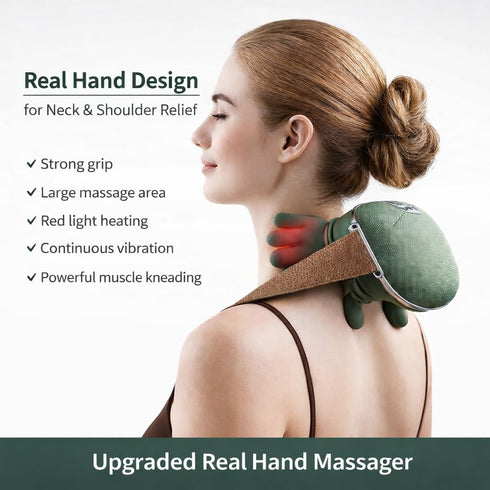 Heated Neck and Shoulder Massager with Finger-Like Kneading Nodes, Deep Tissue Massage for Shoulder & Back Muscle
