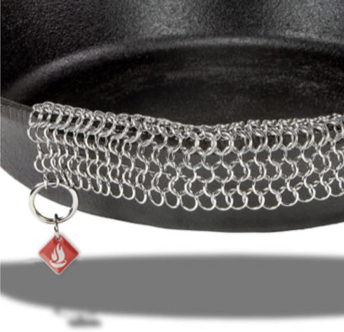 Knapp Made CM Scrubber 9"x6" Small Ring Cast Iron Scrubber, Cleaner for Hard Anodized Cookware, Pans, Grills