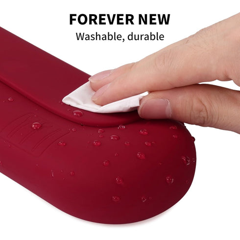 Silicone Makeup Brush Holder Travel Cosmetic Bag, Soft Portable Case with Anti-Fall Out Magnetic Closure, Red