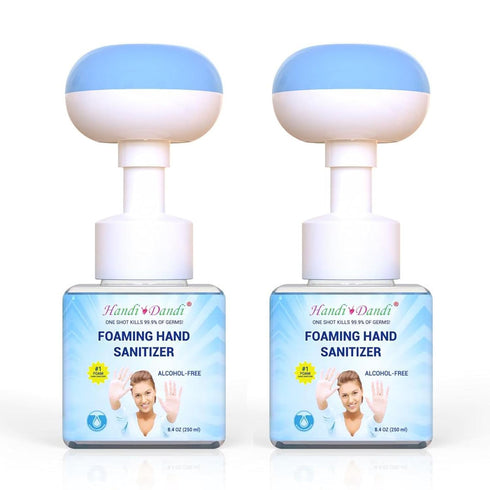 HANDI DANDI MOISTURIZNG ALCOHOL-FREE FOAMING HAND SANITIZER w/FLOWER PUMP TOP, Kills 99.9% Of Germs