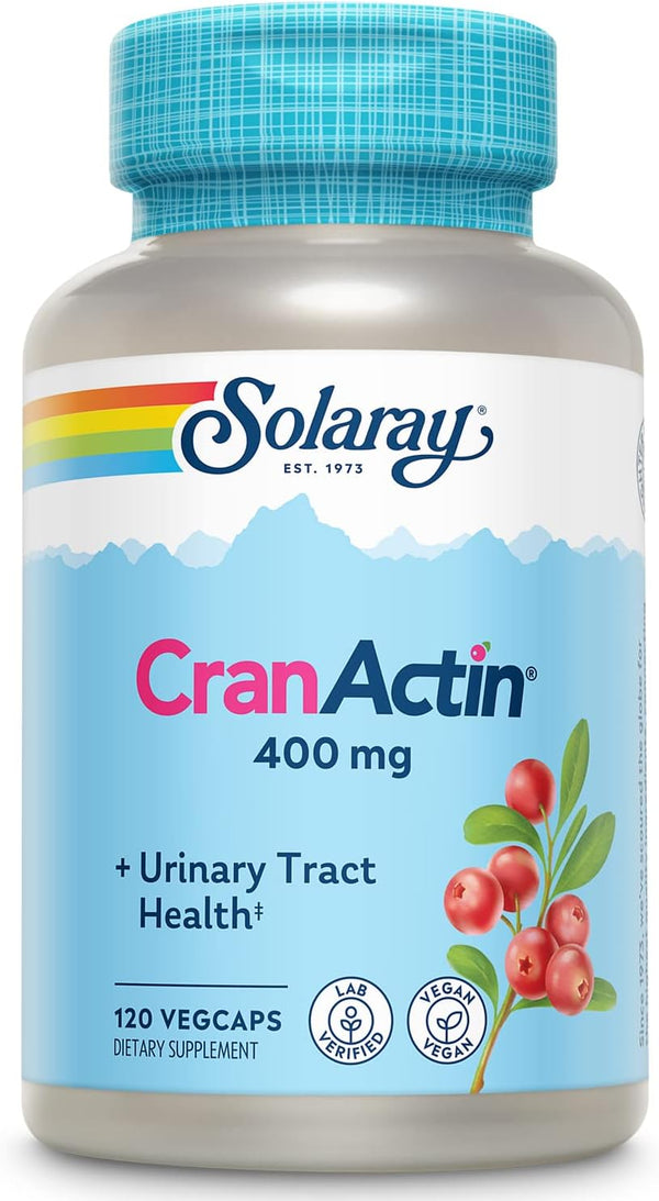 SOLARAY CranActin Cranberry Extract 400 mg, 120 Serv, 120 VegCaps - Bladder Health Support
