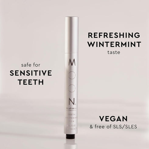 MOON Teeth Whitening Pen, Gentle on Sensitive Teeth, Vegan Whitening Gel with Antioxidants & Essential Oils - Platinum