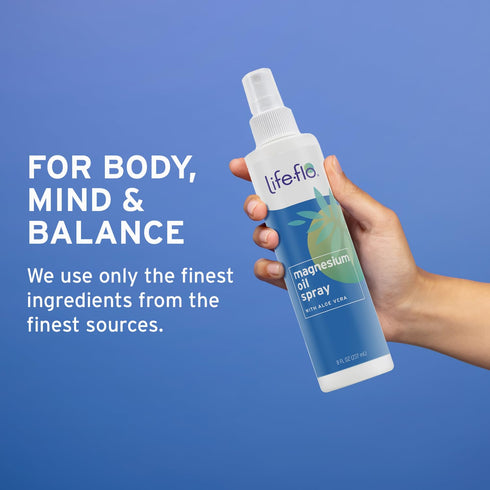 Life-flo Magnesium Oil Spray with Organic Aloe Vera - Calms Muscles and Joints, 8oz, 60-Day Guarantee