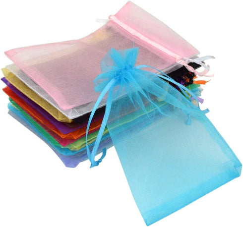 50pcs Organza Bags-Mix Color 3.54''x4.33'' Satin Drawstring Pouch for Wedding Party Favor Gift Bags