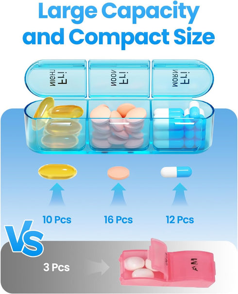 ASprink Weekly Pill Organizer, 3 Times a Day Medicine Case, Daily Pill Box 7 Day Organizer for Vitamins & Medication