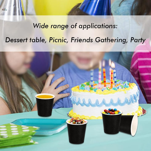 100 Pack 3 oz Black Paper Cups for Bathroom, Espresso, Mouthwash, Snacks, Family, Party, Picnic