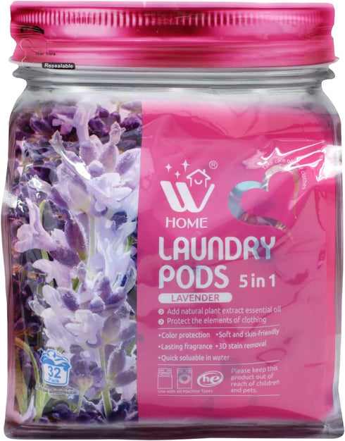 Natural Solution 5-in-1 Laundry Pods, 32 Count Bag, Fabric Softener with Lavender Extracts