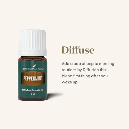 Young Living Peppermint Essential Oil, 5ml, Invigorating Mint Aroma, Muscle Relaxation, Aromatherapy