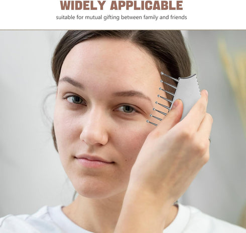 Metal Gua Sha Tools for Facial and Body Scraping, Zinc Alloy Scalp Massage Comb, Silver Face Sculpting and Muscle