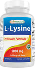 Best Naturals L-Lysine 1000mg, 180 Tablets for Immune Health & Cold Sores