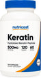 Nutricost Keratin Hydrolized Peptide Capsules, 500MG, 120 Capsules, Non-GMO, Gluten-Free Formula
