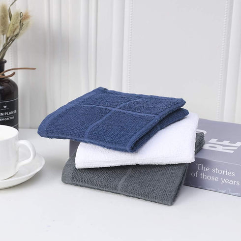 Glynniss Blue Dish Cloths - Highly Absorbent Navy Dish Rags, 100% Cotton Dish Cloths for Washing Dishes, Cleaning