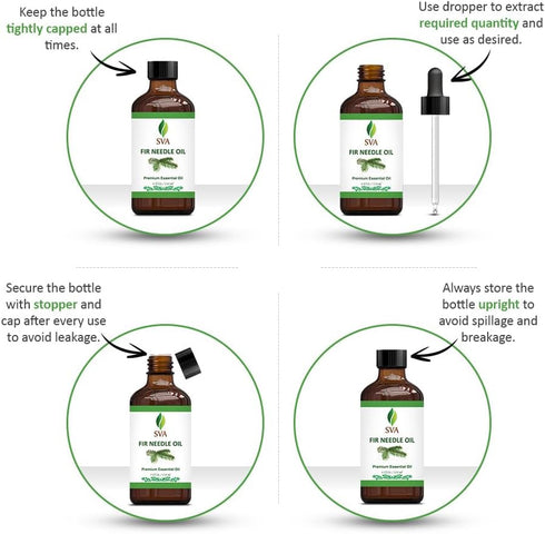 SVA Fir Needle Essential Oil – 4 Fl Oz – 100% Natural for Diffuser, Hair Care, Skin Care, Aromatherapy, with Dropper