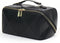 IMCUZUR Travel Makeup Bag, Large Cosmetic Bag for Women, Open Flat Portable Skincare Bag with Handle (Black)