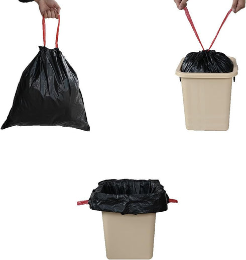 Small 1.2 Gallon Drawstring Black Trash Bags, 110 Counts/3 Rolls