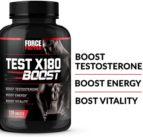 FORCE FACTOR Test X180 Boost - Testosterone Booster and Energy Supplement for Men, 120 Tablets