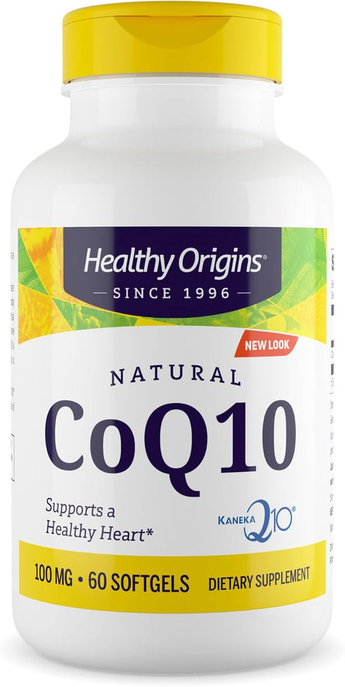 Healthy Origins Natural CoQ10 (Kaneka Q10), 100 mg - 60 Softgels - Gluten-Free & Non-GMO Heart Health Supplement