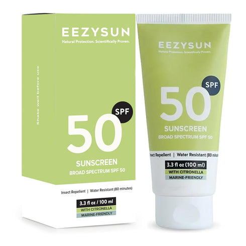 EEZYSUN Sunscreen SPF50 with Insect Repellent - Water-Resistant Sunscreen Bug Repellent Combo