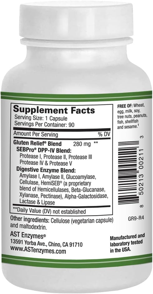 Gluten Relief Plus – 90 Vegetarian Capsules - Gluten Digestion Support – Premium Natural Digestive Enzyme Formula -