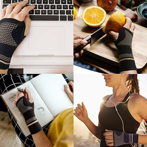 Copper Wrist Compression Sleeve, Elastic Support for Tendonitis, Arthritis, Sprains Pain Relief, Breathable Brace