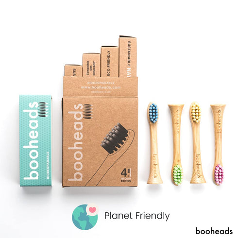 Packaging, 4 Pack (Polish4) booheads Bamboo Electric Toothbrush Heads Sonicare Compatible Replacement Brush Heads, Eco