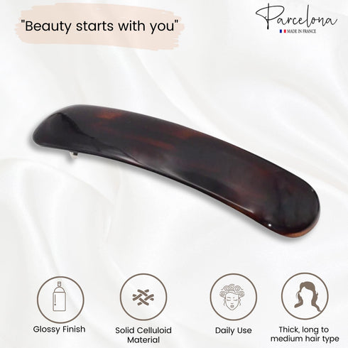 Parcelona French Elegant Duo 4" Celluloid Hair Clip - Fashion Durable No Slip Hair Accessories for Women