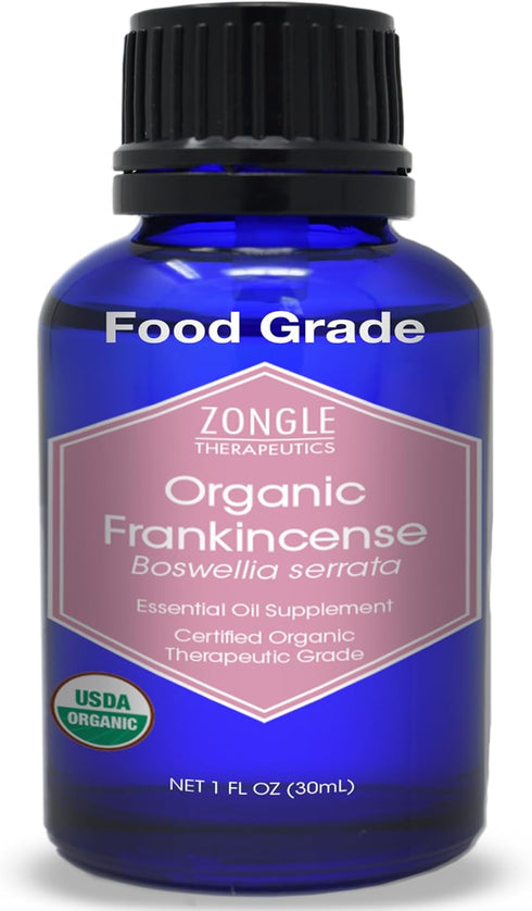 Organic Frankincense Essential Oil, Food Grade, 100% Pure for Face, 1 OZ by Zongle Therapeutics