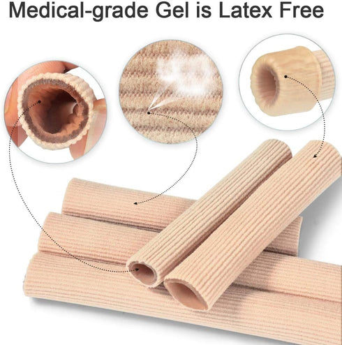 Cuttable Toe Tubes Sleeves 5 Pack, Small Size, Elastic Fabric Lined with Silicone Gel, Toe Sleeve Protectors