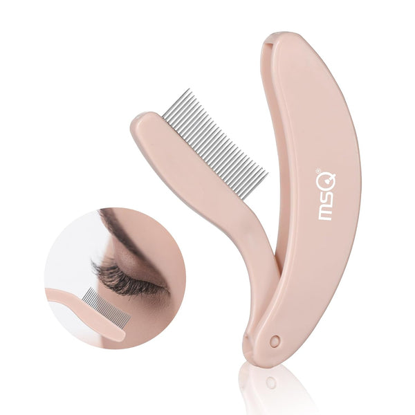MSQ Eyelash Separator Tool, Folding Eyelash Comb Brush, Khaki Lash Comb for Eyelash Makeup
