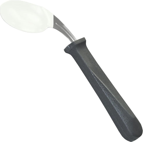 Rehabilitation Advantage Right Handed Grip Easy Coated Offset Spoon, Gray