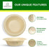 Compostable 12 OZ/350ml Bowls, 150Pcs Bamboo & Bagasse Disposable Bowls for Hot Soup, Microwave Safe