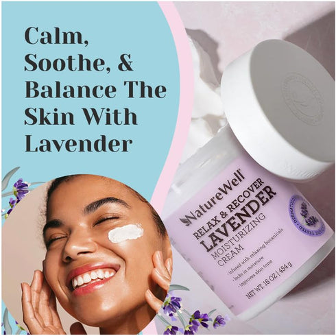 NATURE WELL Lavender Smooth & Soften Moisturizing Cream - 16 Oz, Infused with Natural Oils for Face, Body, Hands