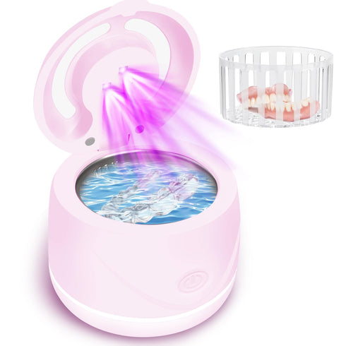 Ultrasonic Retainer Cleaner, Dental Cleaning Pod for Dentures, Mouth Guards, Aligner, Toothbrush Heads, Jewelry, 45kHz