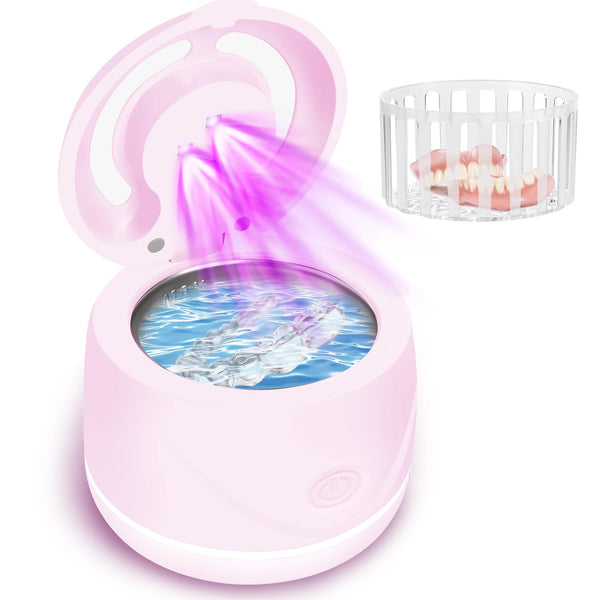 Ultrasonic Retainer Cleaner, Dental Cleaning Pod for Dentures, Mouth Guards, Aligner, Toothbrush Heads, Jewelry, 45kHz