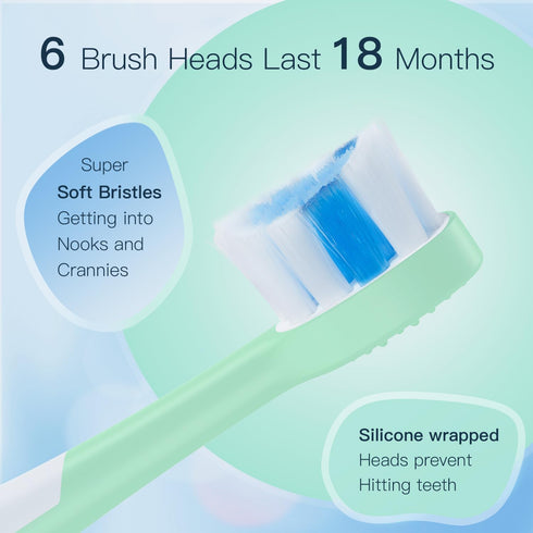 Kids Electric Toothbrushes - Sonic Rechargeable Tooth Brush Gifts for Boys and Girls, Smart Timer (Mint)