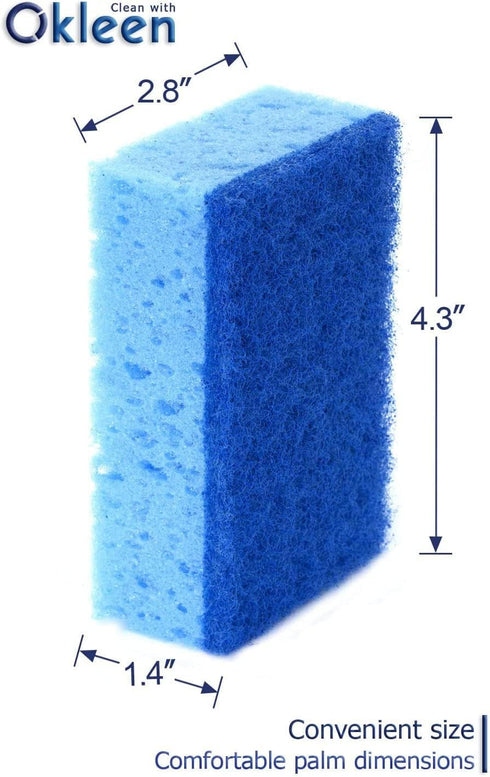 Blue Multi Use Scrub Sponge, 18 Pack, Heavy Duty Non Scratch Fiber, Made in Europe, Odorless
