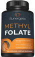 Sunergetic Premium Methyl Folate Supplement – Methylated Vitamin B12 and B6, 400 mcg per Capsule – 60 Capsules