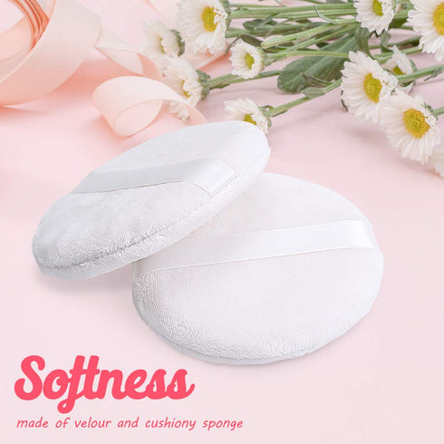 Topwon 4 Inch Powder Puff, Washable Large Body Powder Puff for Makeup & Face Cleaning - Soft & Furry