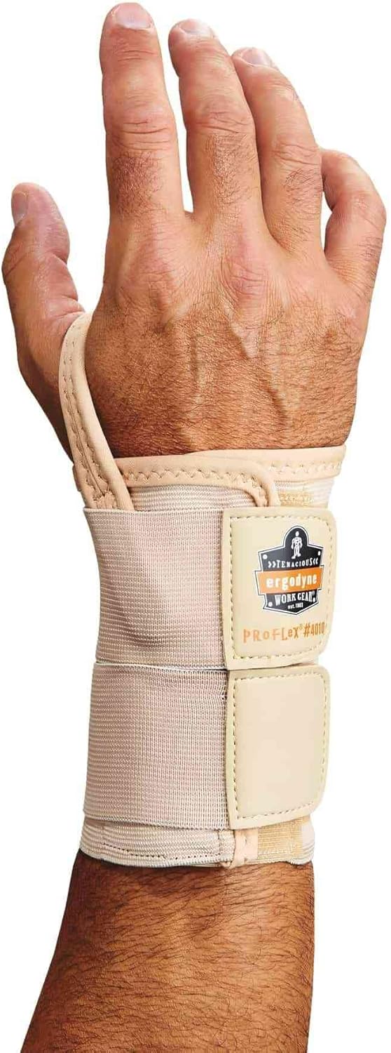 Ergodyne ProFlex 4010 Double-Strap Left Wrist Support, Small, Tan