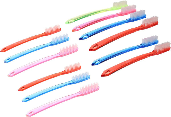 HEALLILY Super Bristle Toothbrush, 12 Pack for Adults, Hard Bristles for Stain Removal, Compact Travel Size
