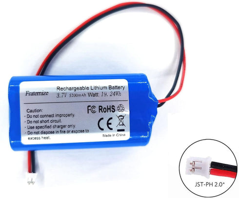 5200mAh 3.7V Lithium Ion Battery with 2.0Pin JST-PH Plug, Rechargeable Battery Pack for Electronics