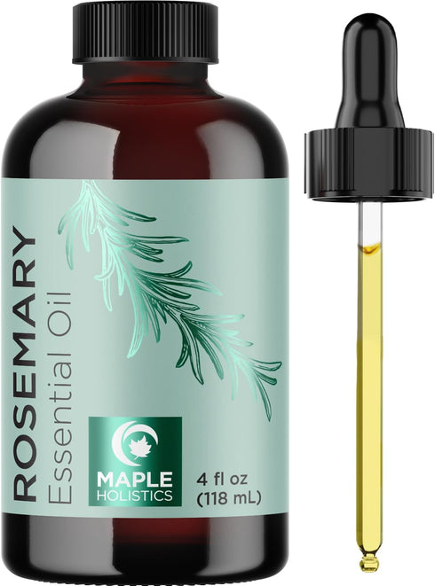 Pure Rosemary Essential Oil 4oz - Undiluted Oil for Hair, Skin, Nails & Aromatherapy Diffusers