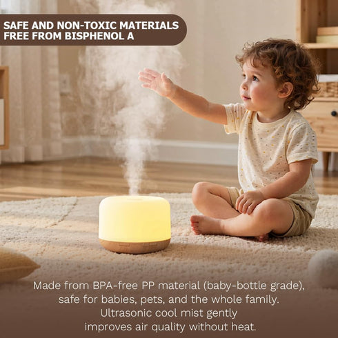 Harindiver 500ml 4-in-1 Humidifier,7 Premium Essential Oil Diffuser,Quiet Ultrasonic Aromatherapy Color LED Lights